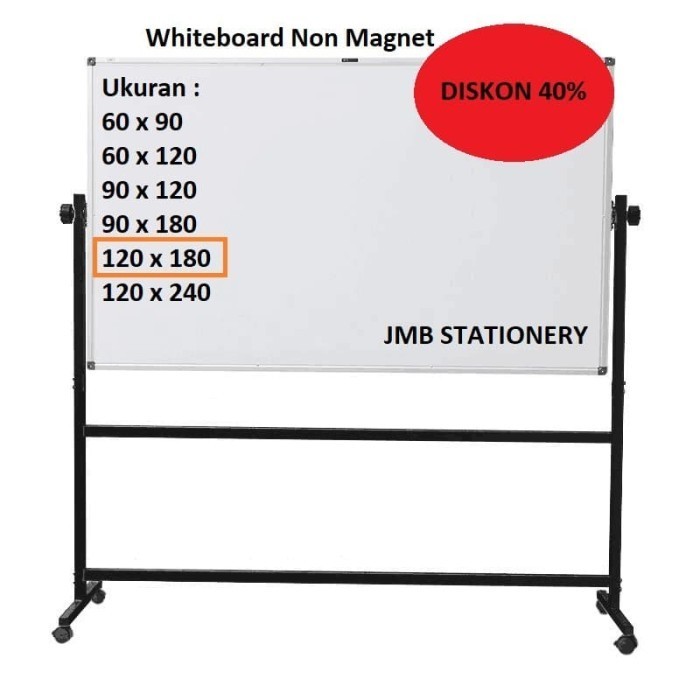 

Whiteboard / Papan Tulis + Kaki Roda 120 X 180 (Singleface/Nonmagnet)
