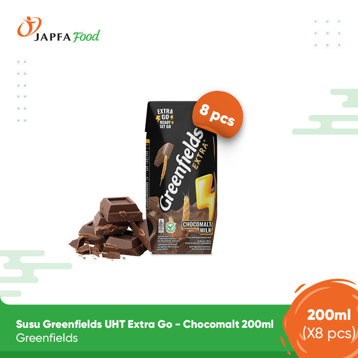 

Greenfields Susu UHT Extra Go - Chocomalt 200ml - isi 8pcs- 100% Fresh Milk dari Greenfields Farm