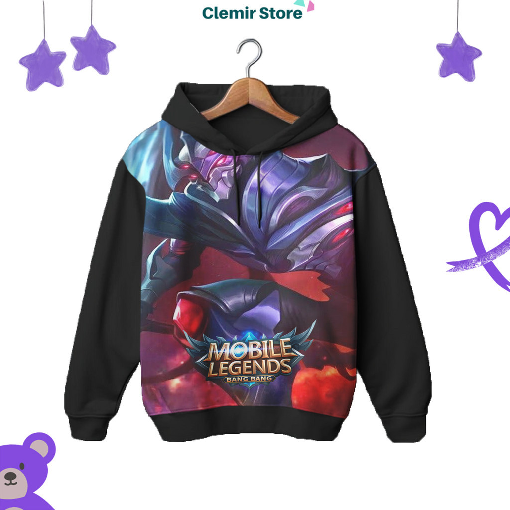 Hoodie Printing 3D Anak Mobile Legend Ml Fullprint Karakter Mage Zhask Untuk Usia 1-12 Tahun Unisex 