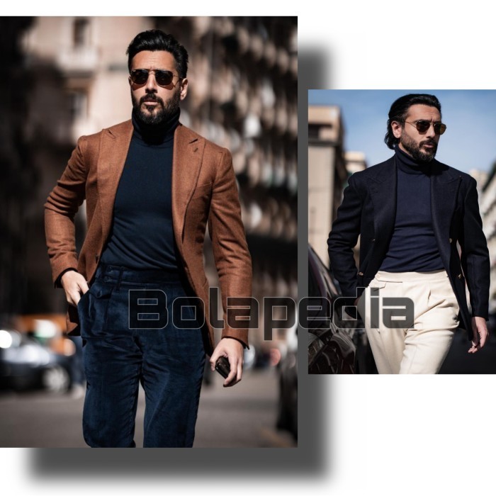 New Turtleneck Hitam Pria Baju Distro Kerah Tinggi Hoodie Sweater Polos Gratis Ongkir