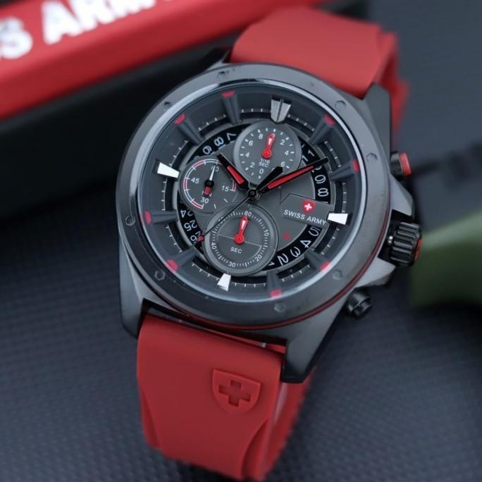 Jam Tangan Pria Swiss army analog Crono Tggl aktif tali rubber karet E82JA