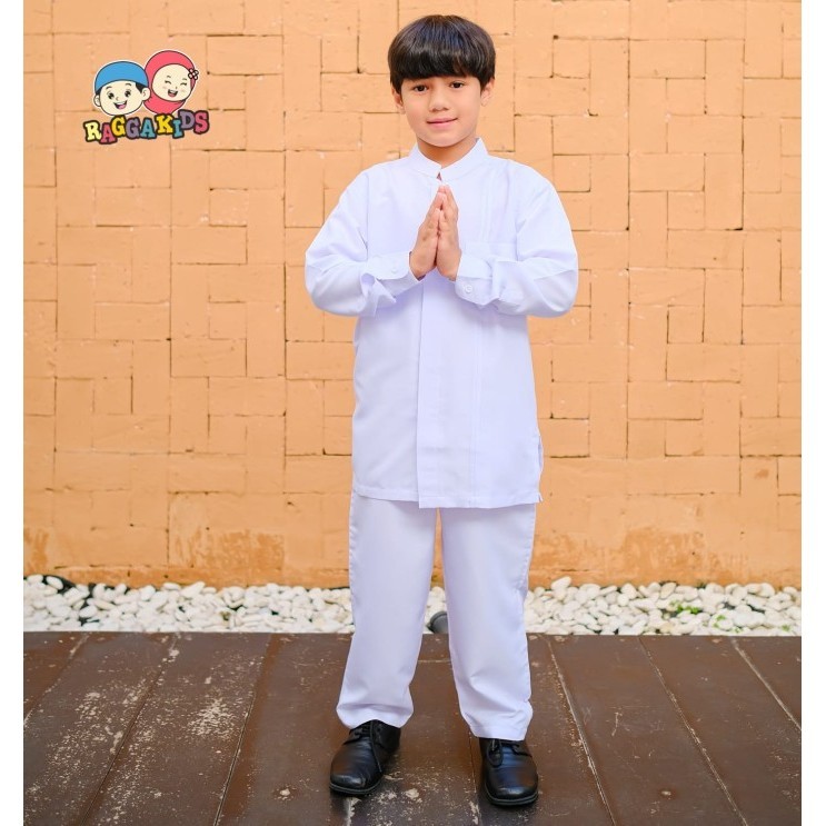 Baju Koko Putih Lengan Panjang Raggakids Setelan Kurta Anak Laki Laki