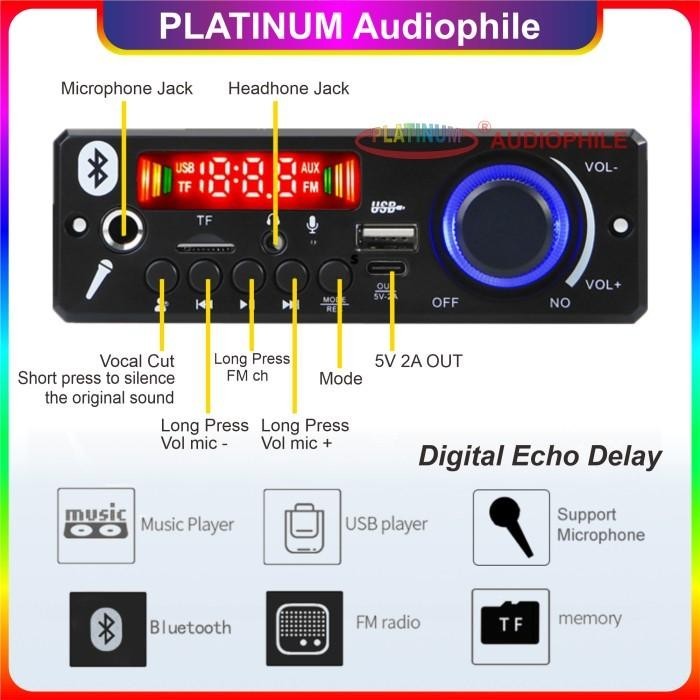 MODUL MP3 BLUETOOTH KARAOKE MICROPHONE ECHO CLASS D AMPLIFIER 160W
