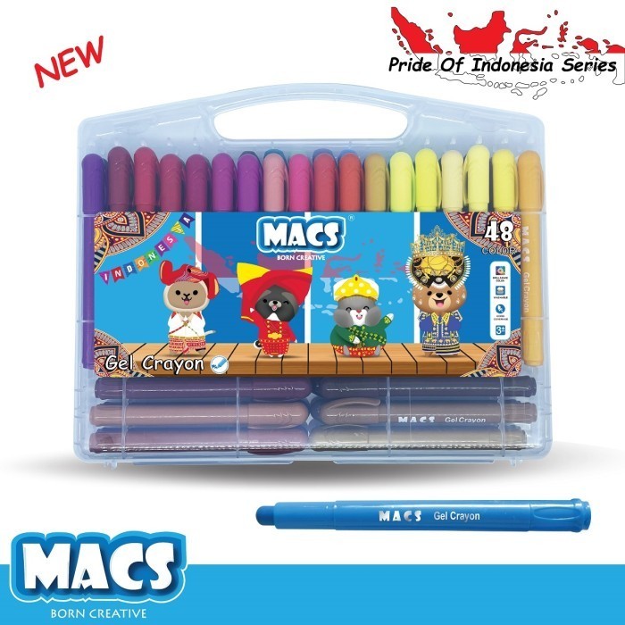

Bergaransi Krayon Macs Silky Gel Crayon 12 / 24 Color/ Warna Terbatas
