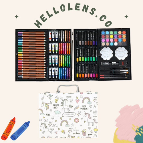 

Berkualitas Crayon Set 145Pcs Crayon Koper Melukis Anak Alat Melukis Koper Crayon Berkualitas