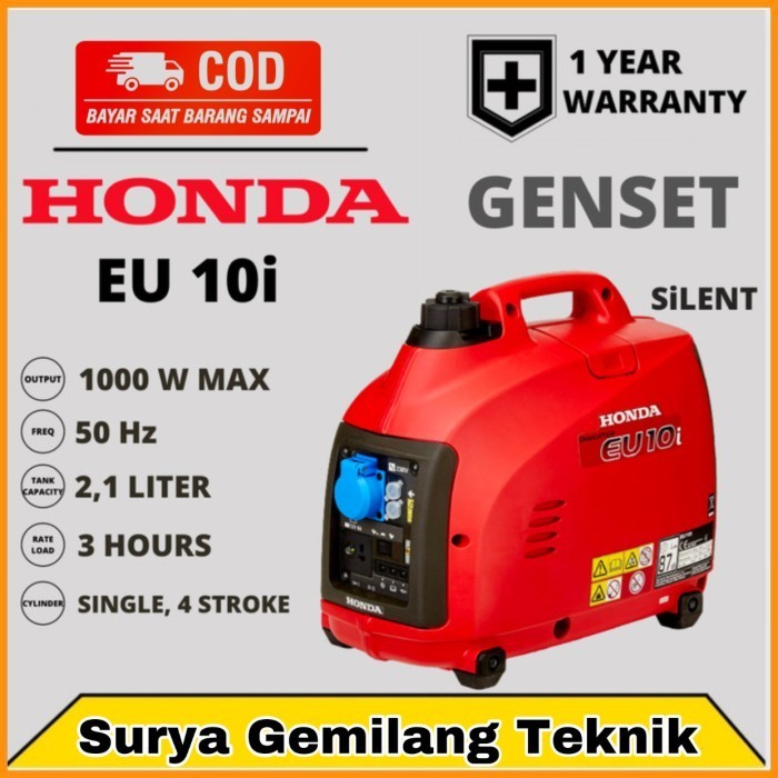 Genset Silent Honda Eu10I Generator Bensin Honda 1000Watt Eu 10I Original Dan Terpercaya