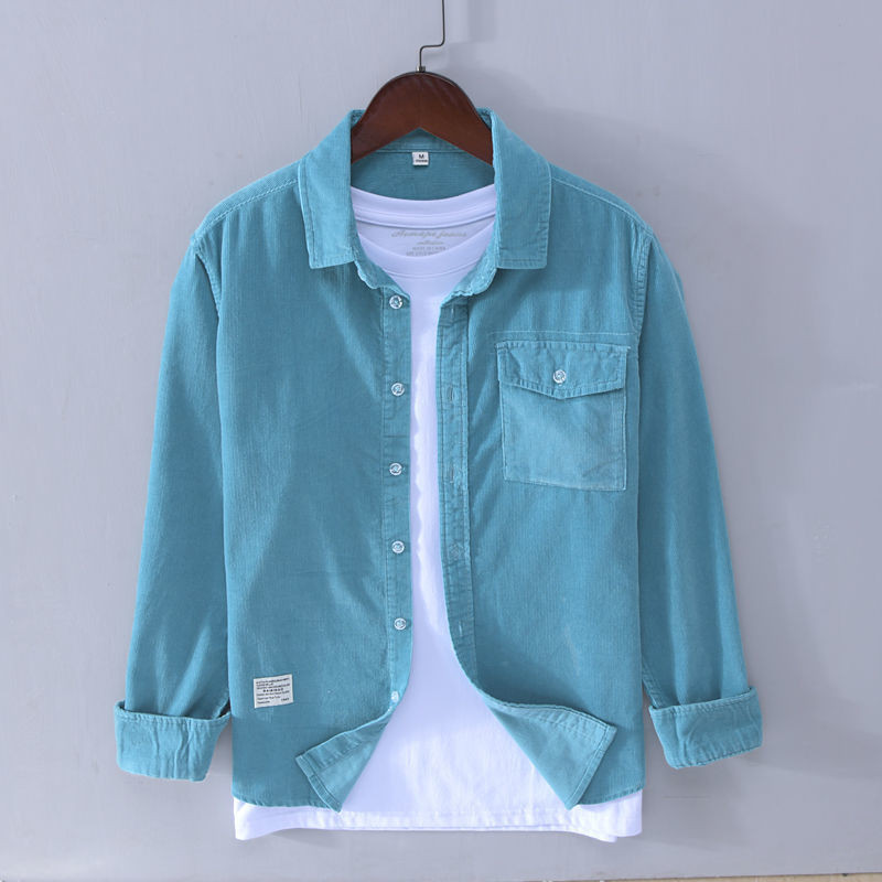 Men's Autumn New Leisure Corduroy Long-Sleeved Shirt