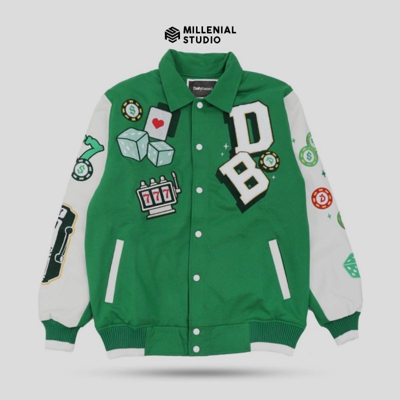 [EXCLUSIVE] NEW ARRIVALS VARSITY JACKET LUCKY PINK GREEN JAKET VARSITY KERAH BORDIR ORIGINAL