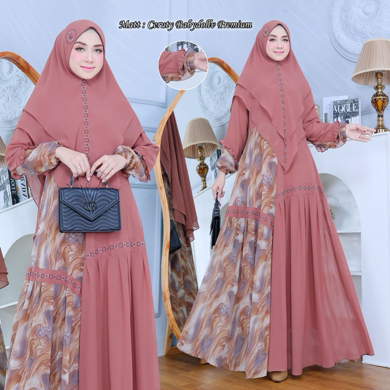 Gamis Wanita Terbaru 2024 Games 3In1 Simpel Baju Muslim Remaja Setelan Ghamis Dewasa Jumbo Mewah Kaf