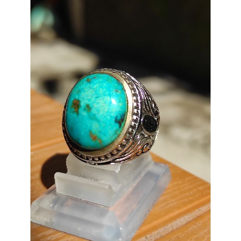 Cincin Pria Batu Pirus | Natural Turquoise | Pirus Persia Asli Tosca Hijau