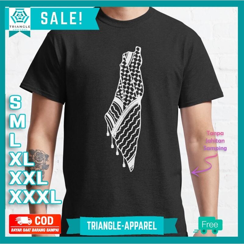 Baju Kaos Palestine Map With Kufiya Design