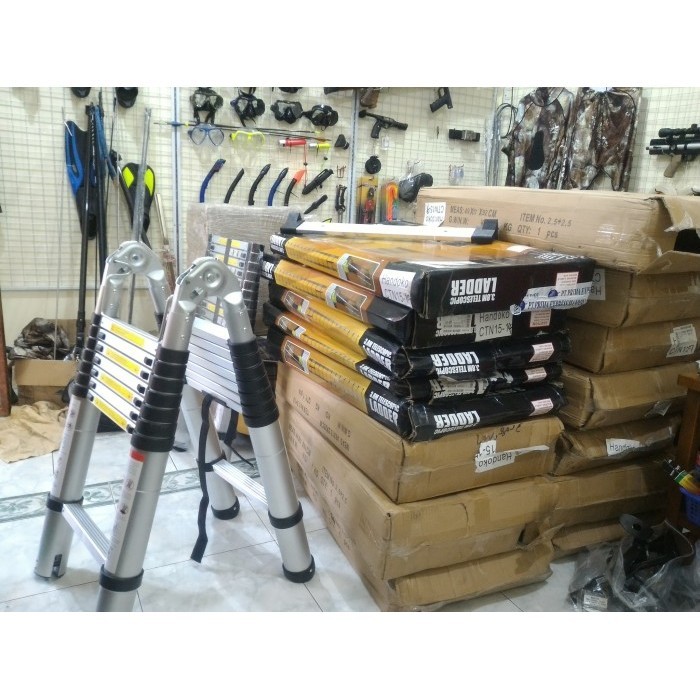 TANGGA LIPAT TANGGA ALMUNIUM TELESCOPIC PANJANG 3,8M