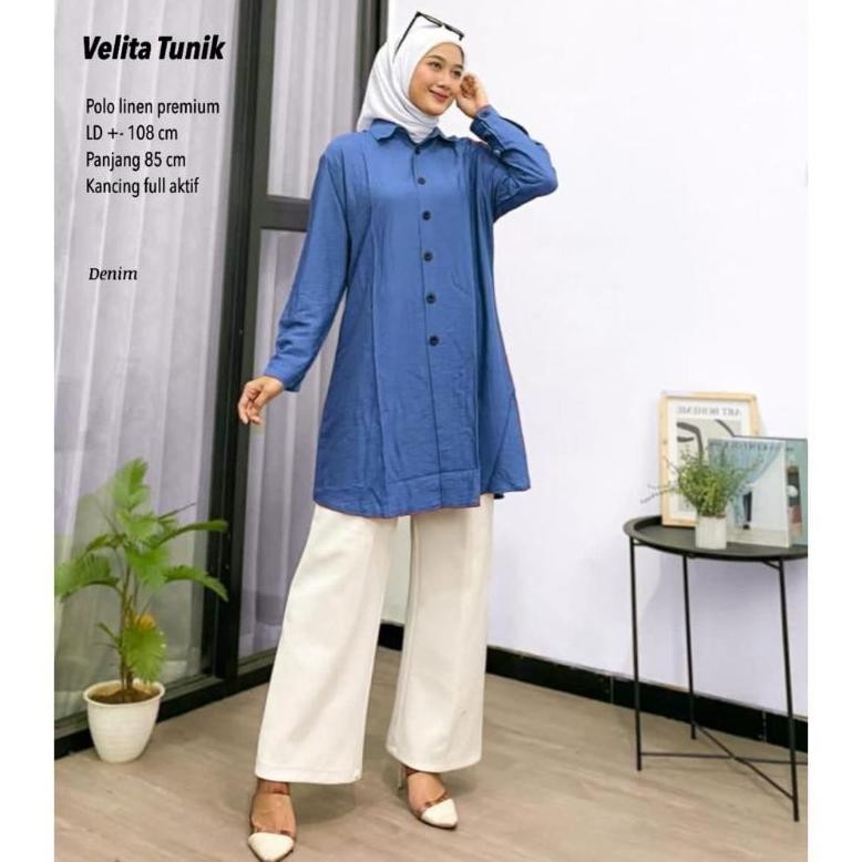 SERS Tunik Terbaru Polo Linen - Velita Tunik //JF505 TERLARIS