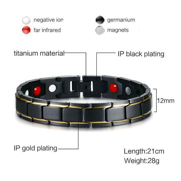 Gelang Pria Magnet Kesehatan Titanium Stainless Steel
