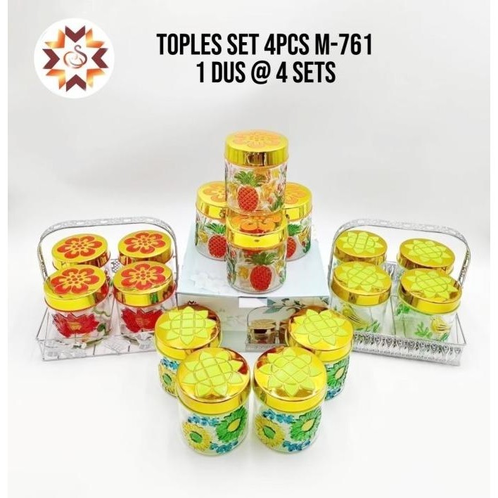 Souvenir Toples Lebaran/Toples Kue/Toples Hias Kaca Set 4Pcs Gisellemarsya
