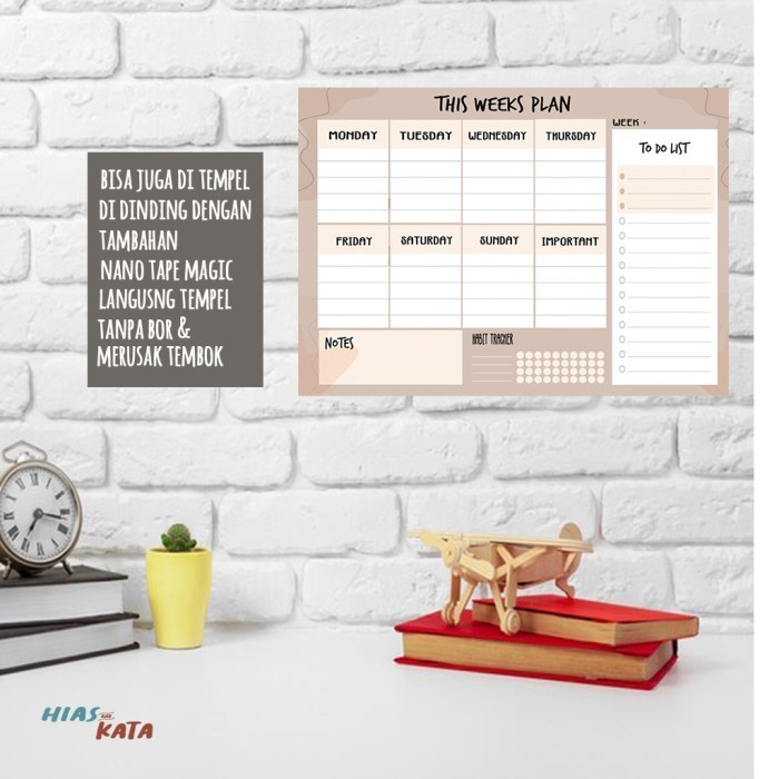 

BARANG TERLARIS Weekly Planner Aesthetic Acrylic Uv Print Notes To dolist Akrilik