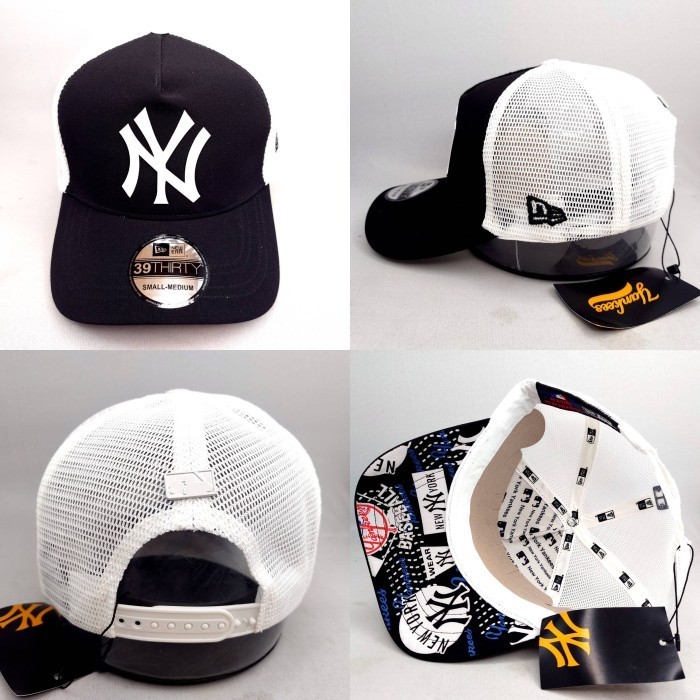 Topi Snapba Melengkung Truer Ny Yankees Hitam List Putih