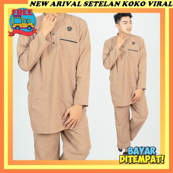 Baju Koko Kurta Lebaran Terbaru 2024 Dewasa Santri Polos Kekinian Satuset Baju Koko Pria Dewasa Terb