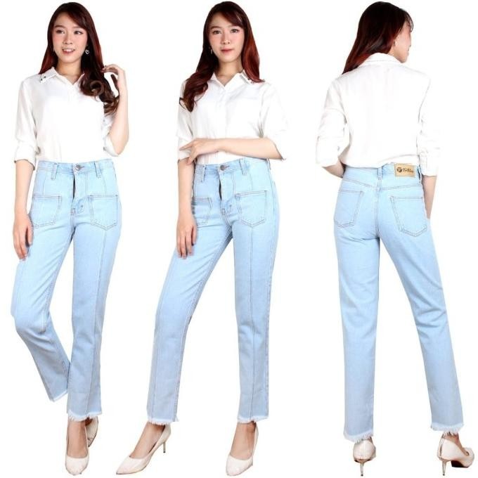 Berkualitas FortKlass BF NIKITA CELANA JEANS BOYFRIEND DENIM WANITA PLAIN POLOS - Biru Tua, 27 ..