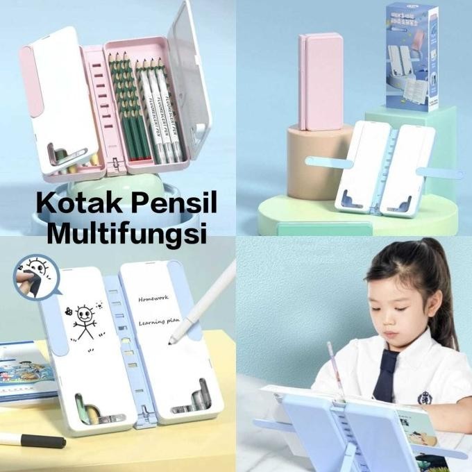 

Terlaris K002 Kotak Pensil Lipat Multifungsi Dengan Papan Tulis Tatakan Buku - K002 Hitam .,