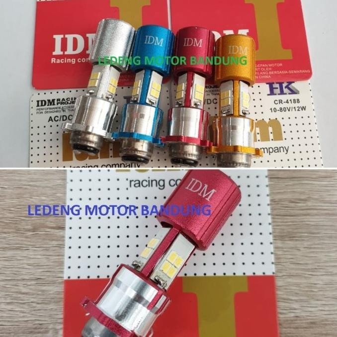 Kekinian Headlamp Led H6 IDM Lampu Depan Motor AcDc Hi Low 12w - Casing Merah