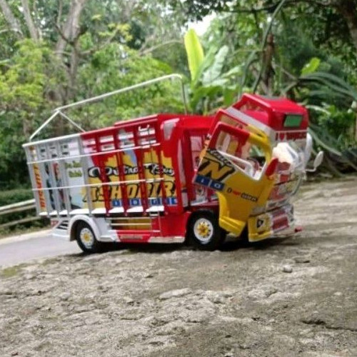 miniatur truk oleng kayu bisa jungkat jungkit full fariasi lampu leed