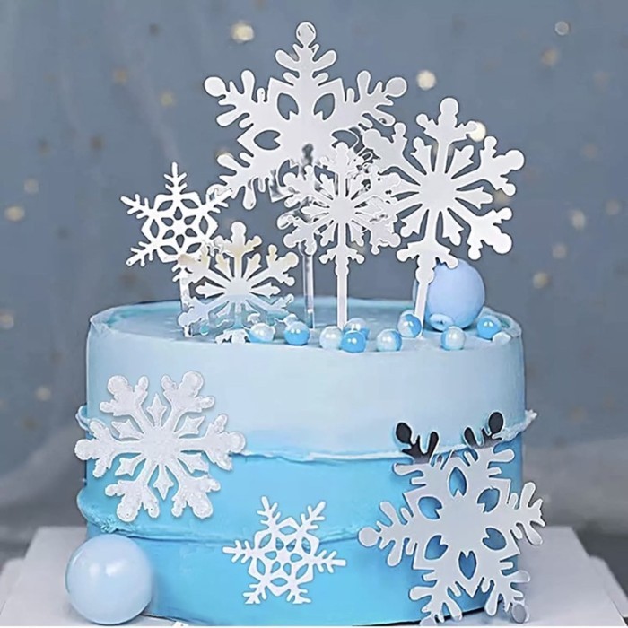 

Topper Kue 5 Pcs Salju Natal Bahan Kertas / Cake Topper Snow Flakes