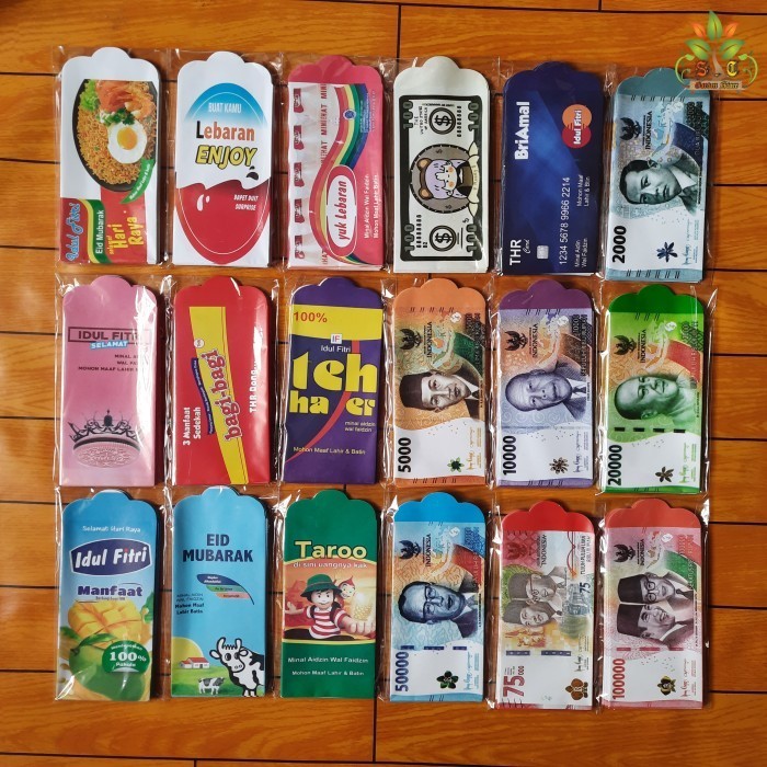 

Amplop Lebaran Panjang Unik Motif Snack Atm & Uang 1 Pack Isi 10 Pcs