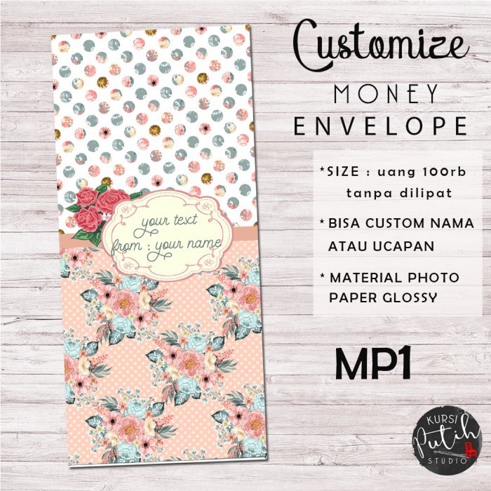 

Amplop Uang Untuk Lebaran / Wedding / Angpao Motif Minty Pink 1