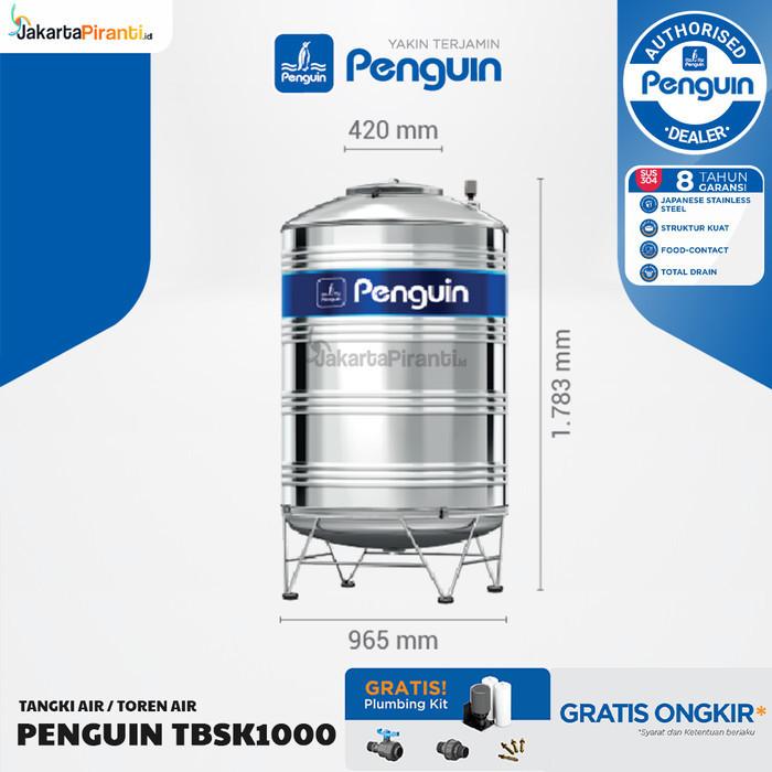 PENGUIN TANGKI TOREN TANDON AIR STAINLESS TBSK 1000 1000 LITER