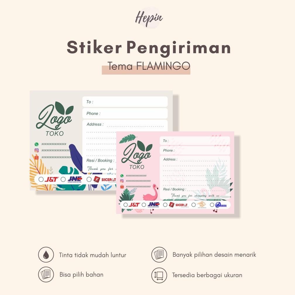 

stiker pengiriman tema FLAMINGO-label box pengiriman