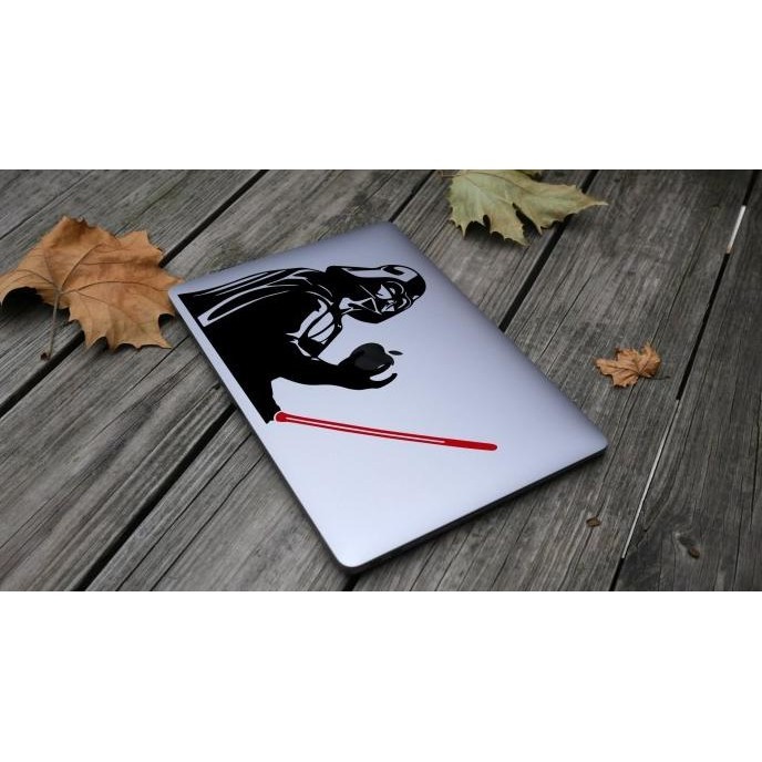 Sticker Aksesoris Laptop Apple Macbook Darth Vader Holding Apple