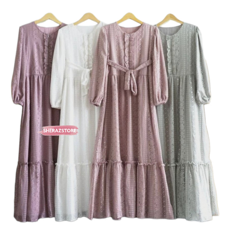 I87 ZIZARA DRESS - GAMIS BRUKAT LEBARAN WANITA JUMBO LD 120 130 140 GAMIS PESTA KONDANGAN MEWAH