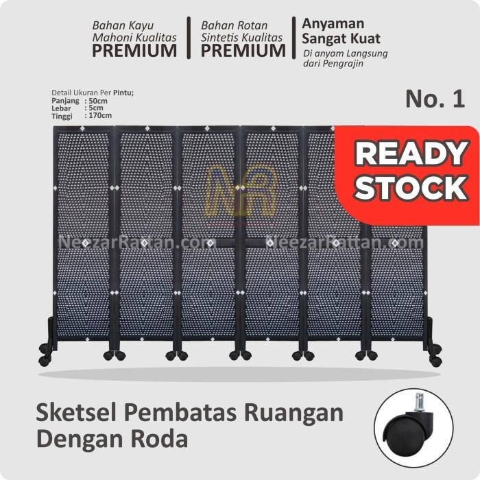 Sketsel Partisi Pembatas Penyekat Ruangan 6 Pintu Pakai Roda