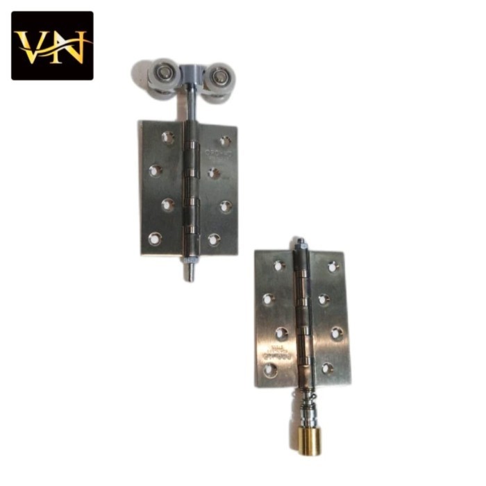 Engsel Pintu Lipat Stainless Sus 304 + Roda Gantung Komplit Set 1Set
