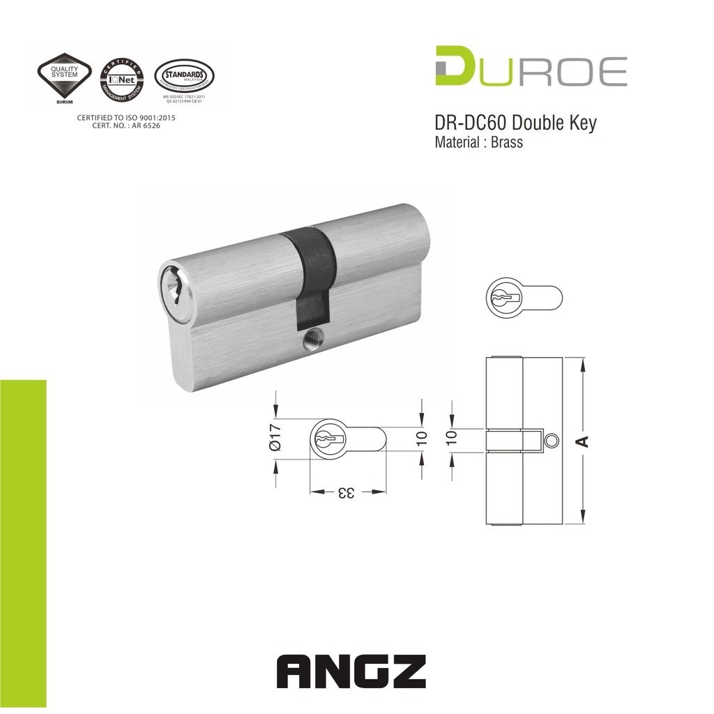 Kunci Pintu Kamar Silinder DUROE Cylinder