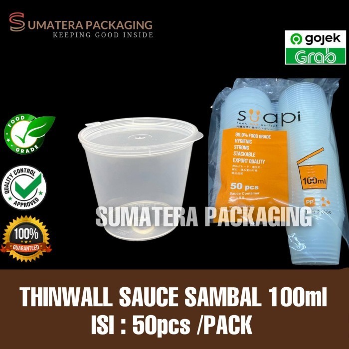 

Ready oke] Thinwall Cup 100ml SUAPI Plastik Tempat Saus Saos Sambal Kecap medan