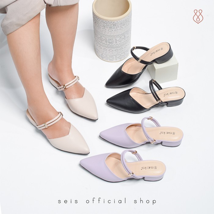 Seis Shoes Joy Mules Wanita Heels 3 Cm