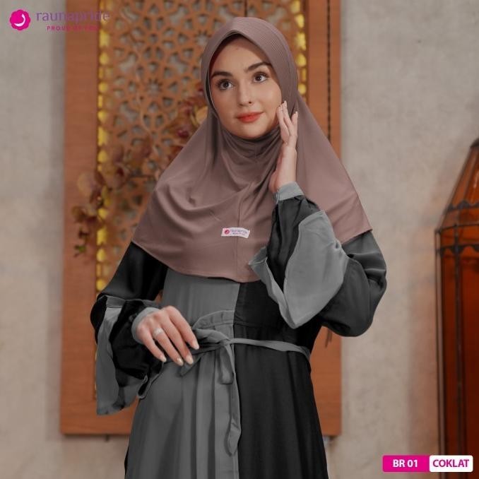 Ready Rauna - Hijab Instant - Bergo 01 Coklat Original