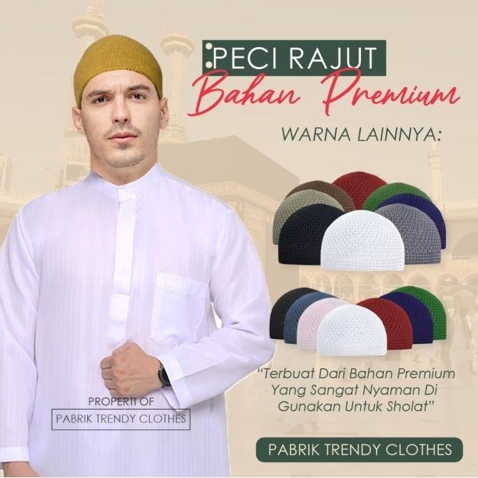 Peci Dewasa Rajut Tebal Kualitas Premium Kh Rajut Asli Peci Haji Original