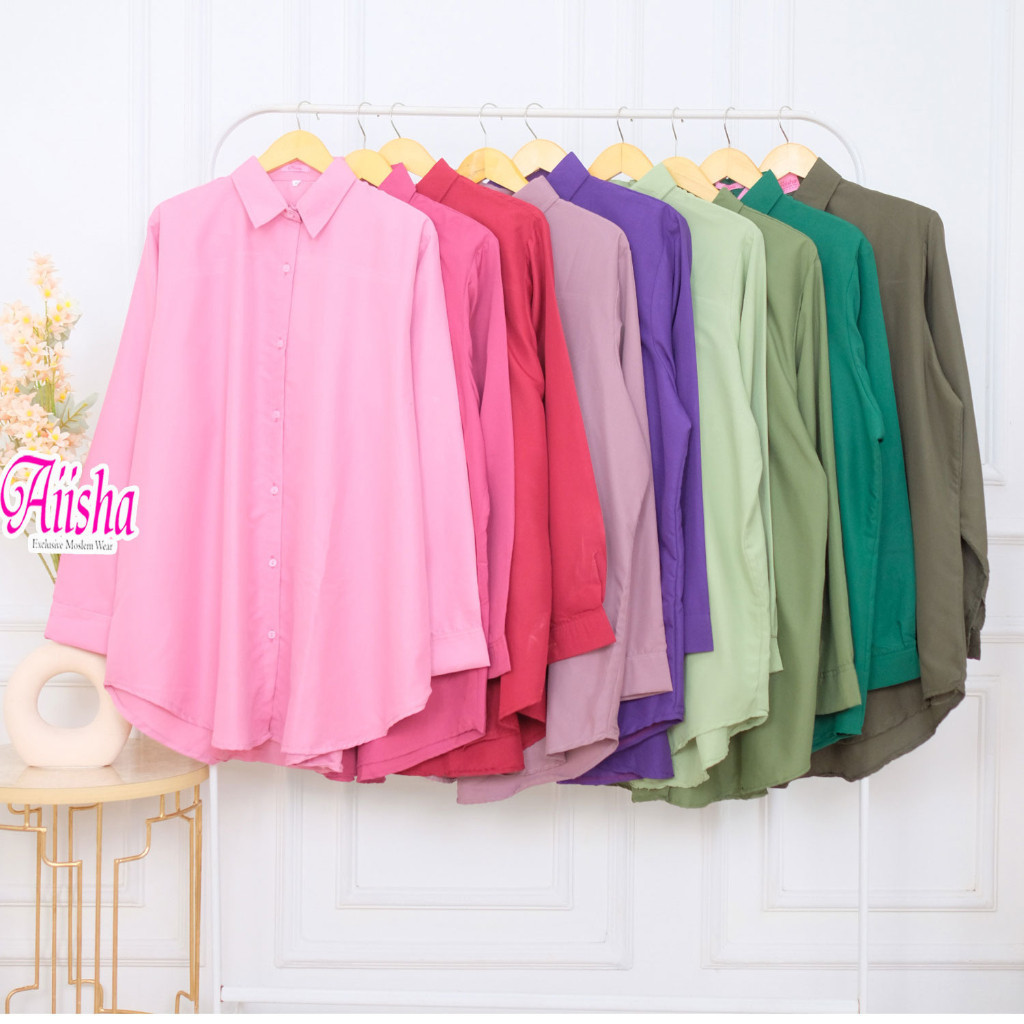 Promo Mega Sale 2.2 // AIISHA INDONESIA ATASAN JUMBO LD 120 - 140 Kemeja Wanita Oversize Shirt /