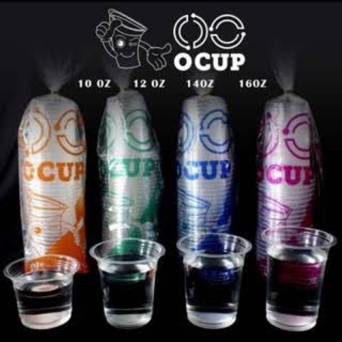 "'''] Gelas Cup Plastik 10oz 12oz 14oz 16oz (50 Pcs) - merek O cup