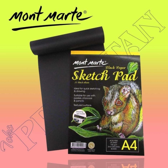 

Jualan Mont Marte Black Paper Sketch Pad Book A4 / Buku Sketsa Kertas Hitam Limited
