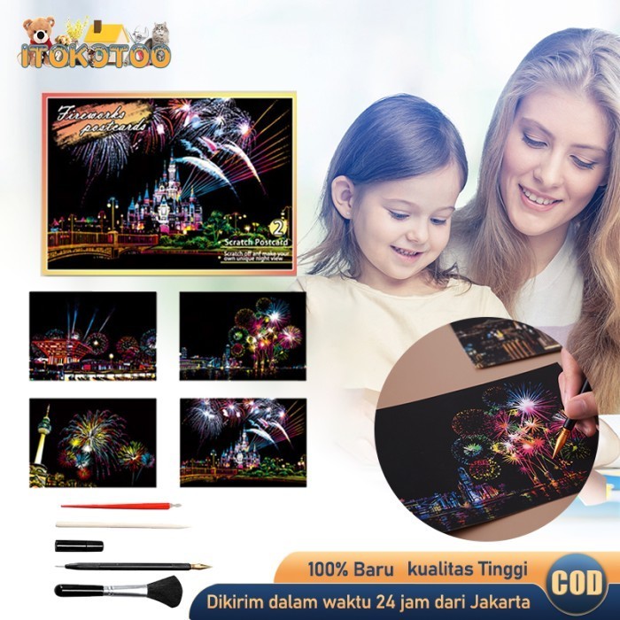 

Hemat Isi 4 Scratch Gliter Lukisan Anak Diy Magic Scratch Painting Postcards Bagus