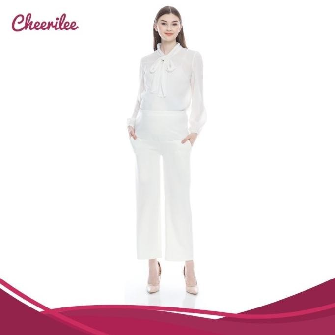 Celana Kulot Hamil Panjang Cheerilee Formal Kerja Scuba Premium K06 - Large, Putih Terbaik