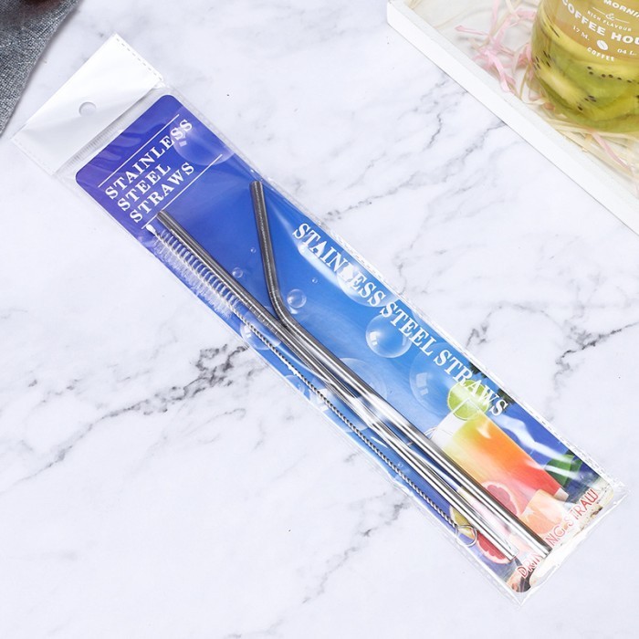 

3 In 1 Reusable Stainless Steel 304 Straw Sedotan Stainless Food Grade