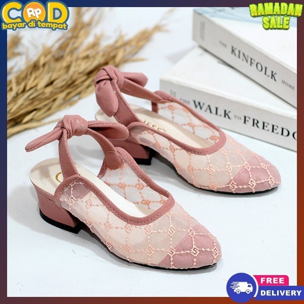 Sepatu Hels Kids Sandak Anti Slip Sandal Ulang Tahun Kidz Hells Jinjit Amak Kecil Cewe Sandal Pesta 