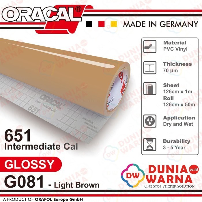 STICKER ORACAL 651 081 LIGHT BROWN GLOSS/MATTE(DOFF) METERAN CUTTING