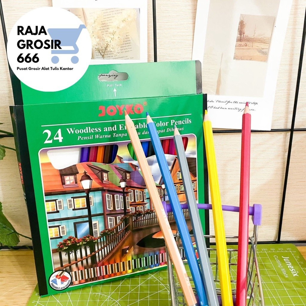 

Pensil warna Joyko eraseable dapat dihapus color pencils hexagonal grip alat menggambar mewarnai