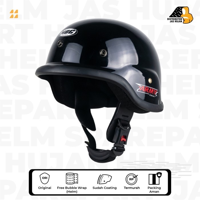 Helm HBC Army Black Glossy/ Helm Chips SNI HBC